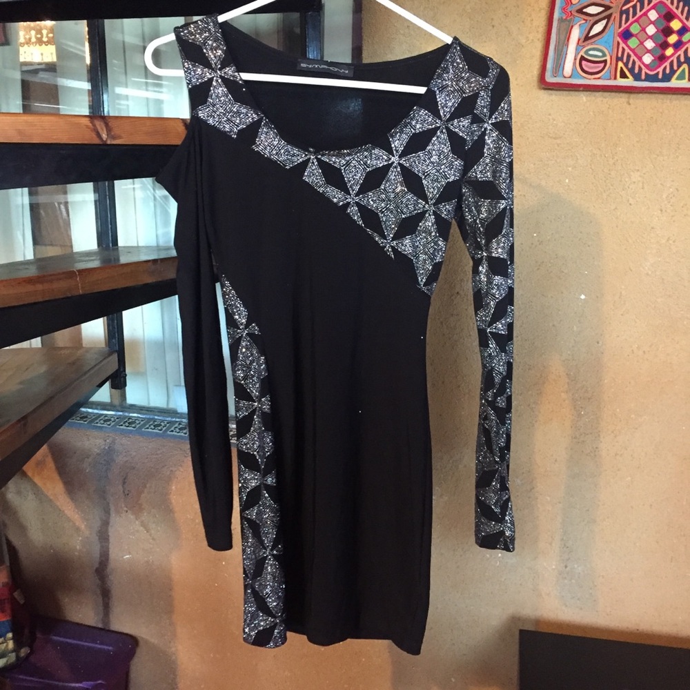 Symphony black and silver bodycon glitter dress
